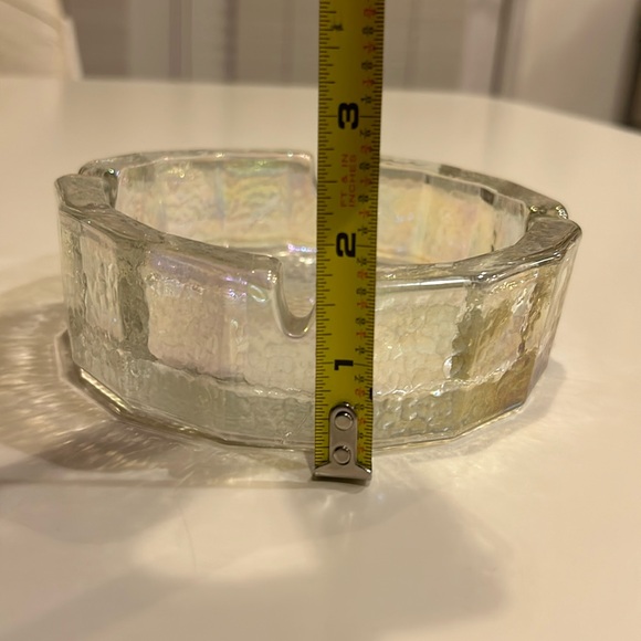 Vintage Thick Heavy Glass Iridescent Hexagonal Blenko Ashtray Mid- Century 6” - Picture 6 of 6